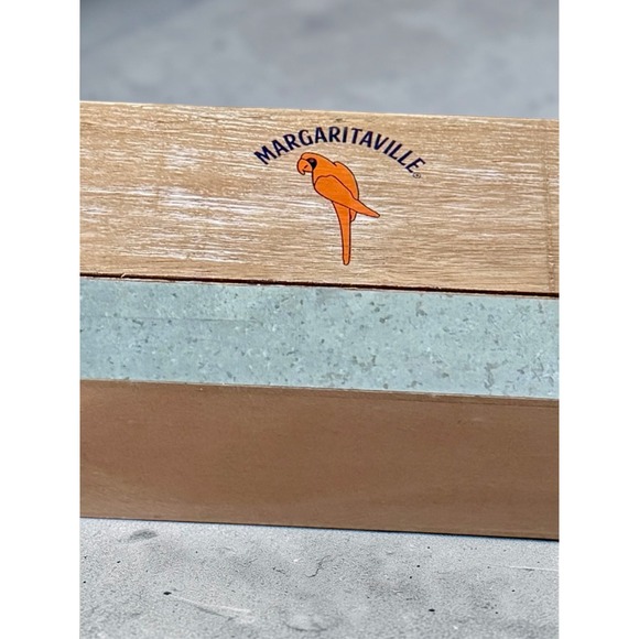NWT Margaritaville Wood Galvanized Metal 3-Compartment Caddy Organizer Handles - Picture 12 of 12